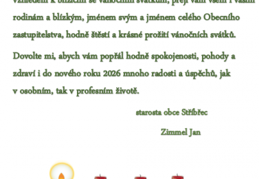 Vánoční přání starosty obce Stříbřec