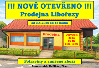 !!! NOVĚ OTEVŘENO! !! Prodejna v Libořezích od 3.4.2026 13 hod