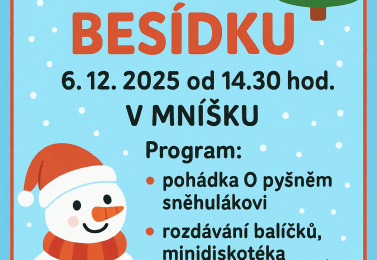 Vánoční besídka 6.12.2025 od 14:30 hod v Kulturním sále Mníšek