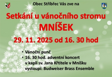 SETKÁNÍ U VÁNOČNÍHO STROMU MNÍŠEK 29.11.2025 od 16:30 hod